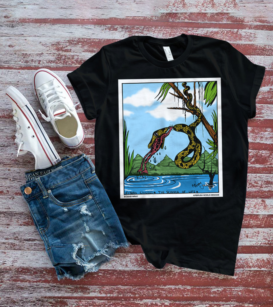 Born Civilized The Science Of Life Dont Give Up Frog Snake Reptile T-Shirt