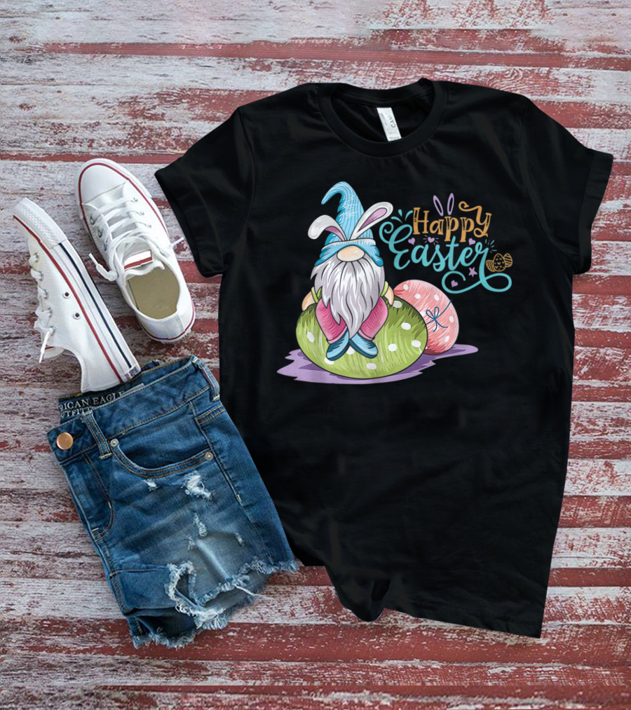 Happy Easter Gnome On Colorful Eggs T-Shirt