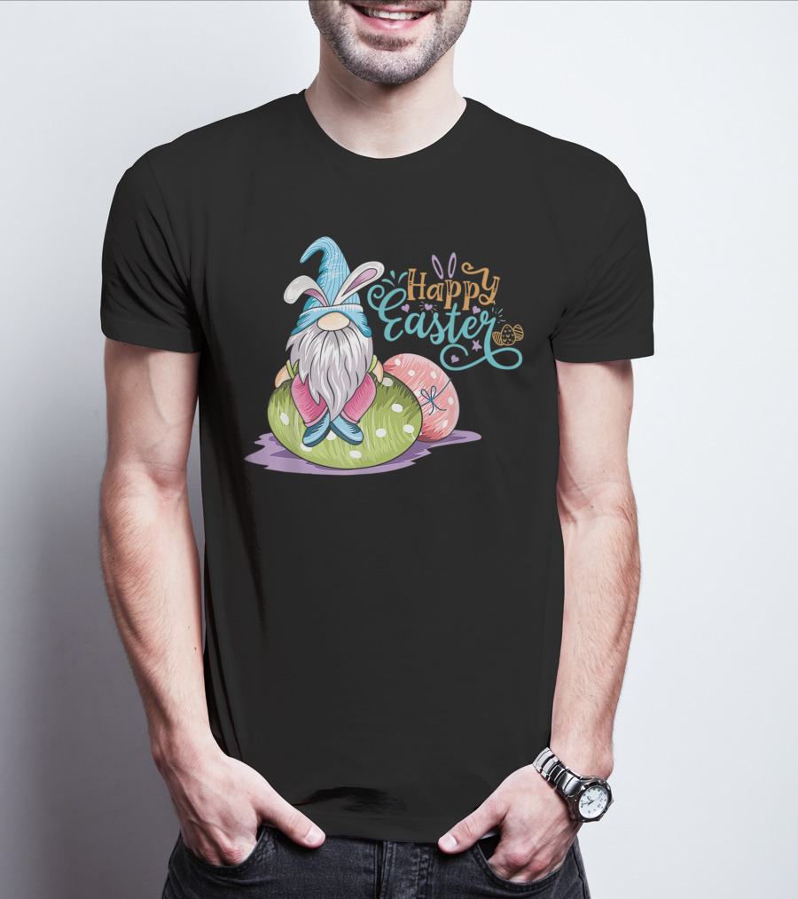 Happy Easter Gnome On Colorful Eggs T-Shirt