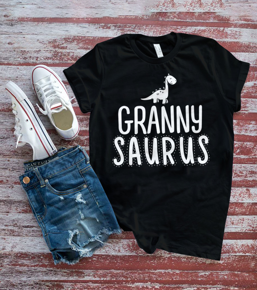 Granny Saurus Dinosaur Playful Cartoon T-Shirt