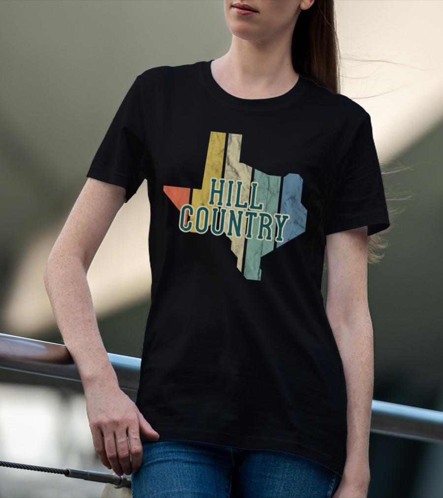 Hill Country Texas State Map Retro T-Shirt