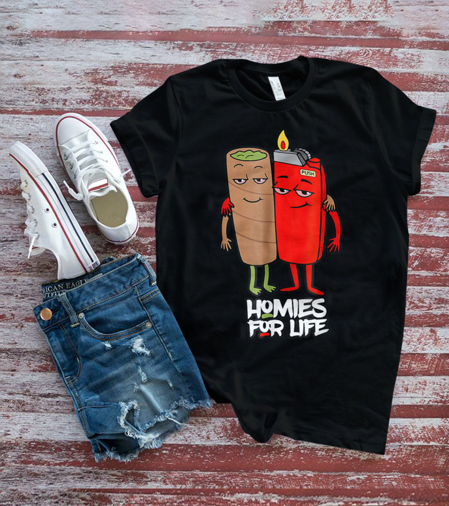 Homies For Life Weed Hugs Blunt Lighter Duo T-Shirt