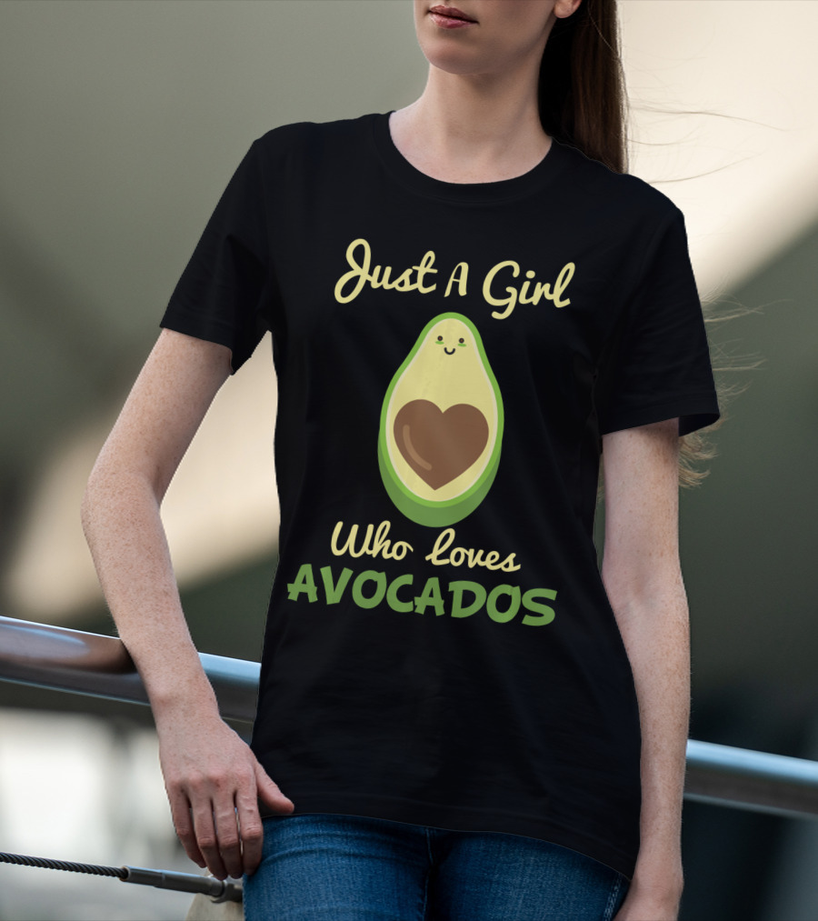 Just A Girl Who Loves Avocados Cute Heart-Faced Avocado T-Shirt