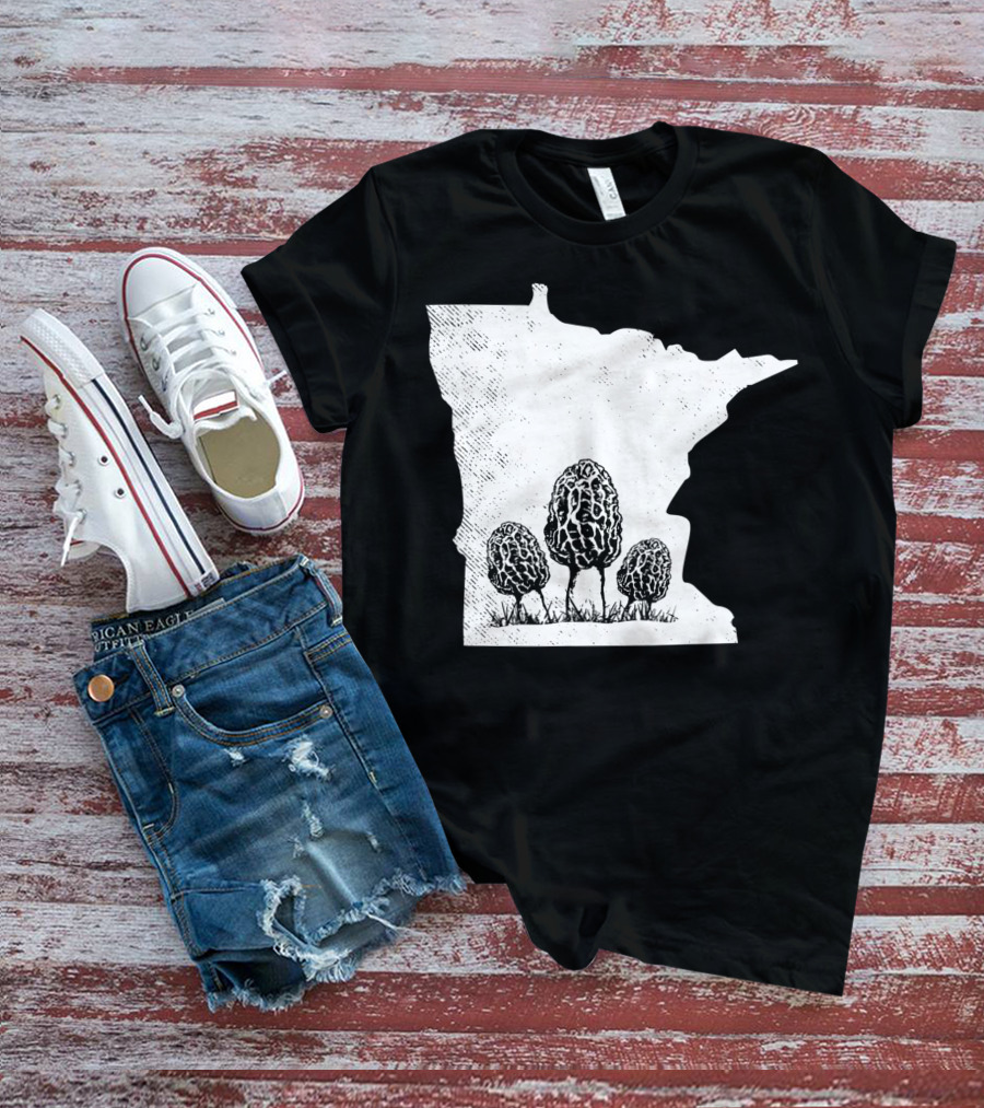 Minnesota Morel Mushroom Hunting Foraging Shrooming Hunter State Map T-Shirt