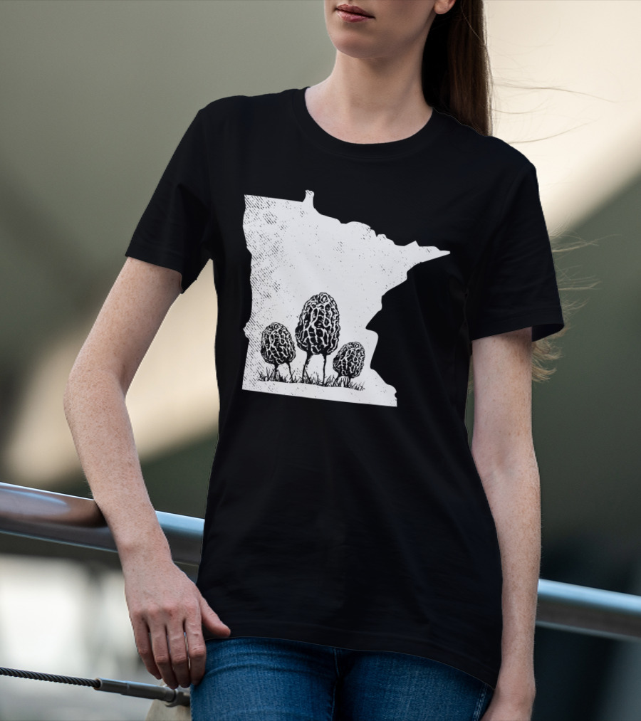 Minnesota Morel Mushroom Hunting Foraging Shrooming Hunter State Map T-Shirt