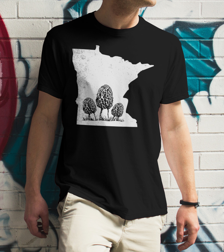 Minnesota Morel Mushroom Hunting Foraging Shrooming Hunter State Map T-Shirt