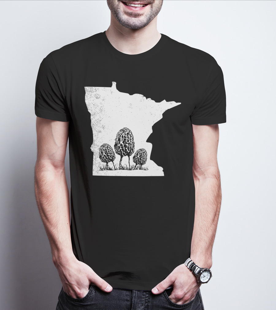 Minnesota Morel Mushroom Hunting Foraging Shrooming Hunter State Map T-Shirt