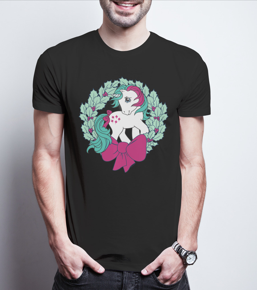 My Little Pony Christmas Holly Wreath With Bow And Pink Mane T-Shirt