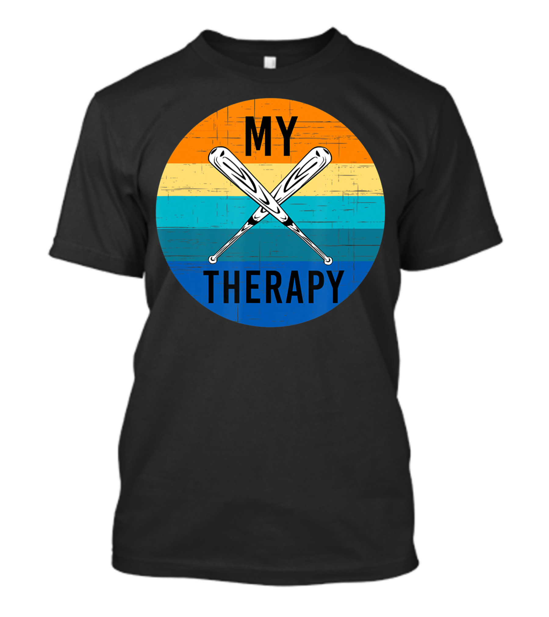 My Therapy Is Baseball American Baseball Fan Training Top Vintage Retro Crossed Bats T-Shirt