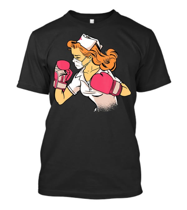 Nurse Boxer With Pink Gloves Fighting Spirit T-Shirt