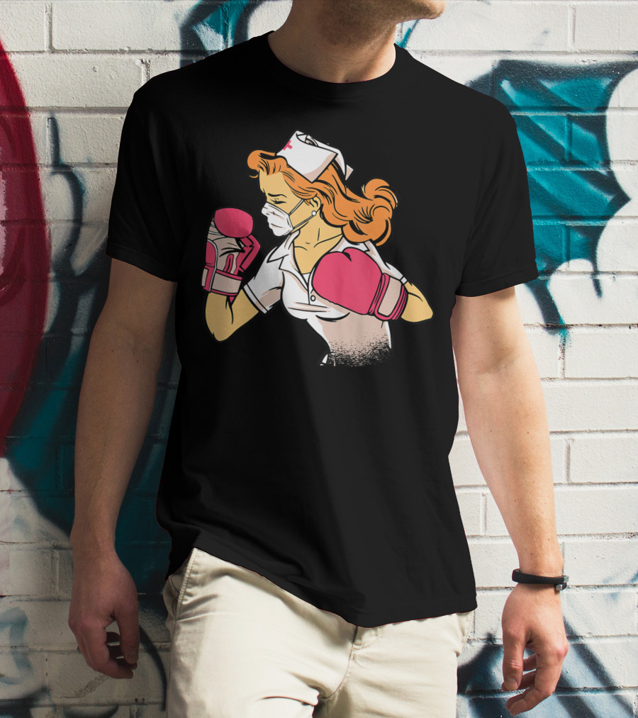 Nurse Boxer With Pink Gloves Fighting Spirit T-Shirt