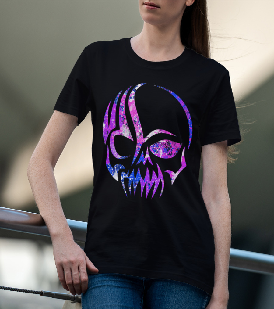 Purple Blue Skull Alien Aesthetic Video Games T-Shirt