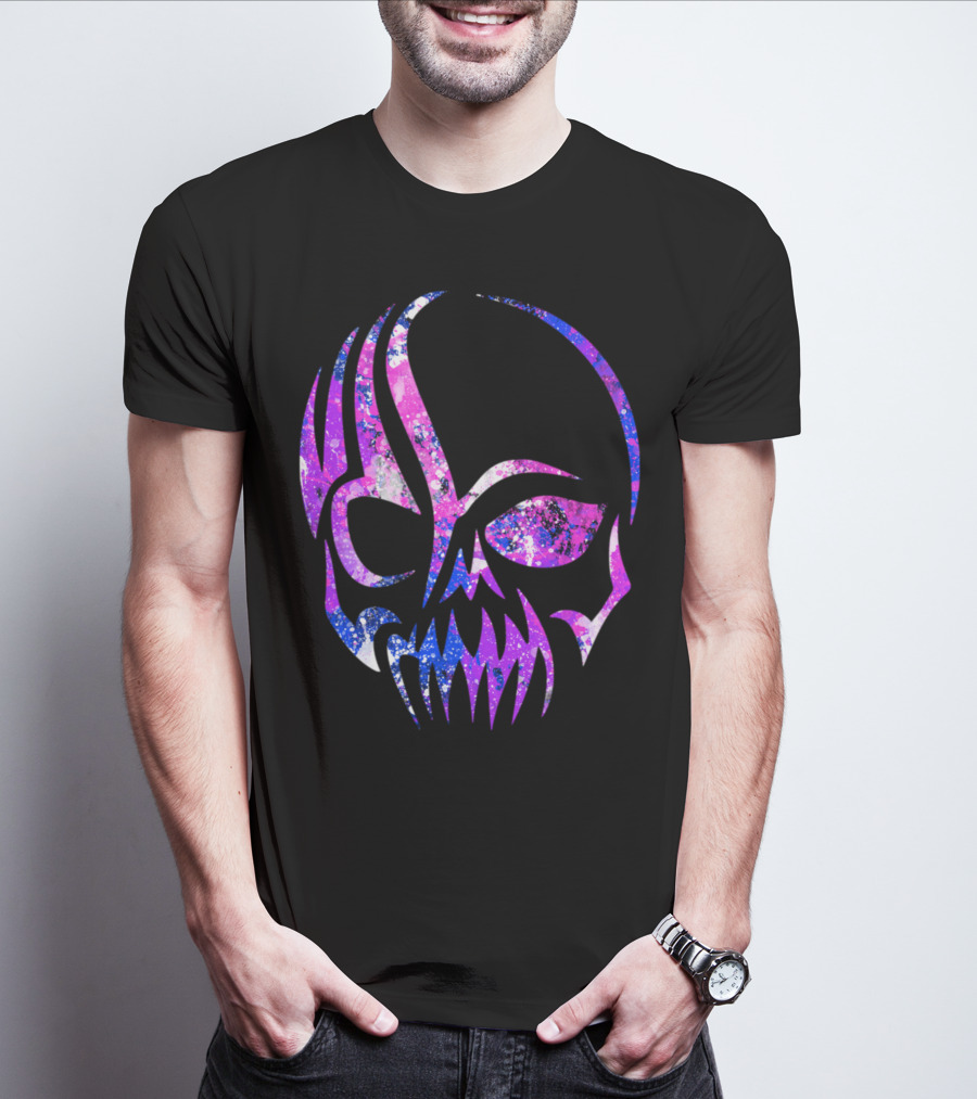 Purple Blue Skull Alien Aesthetic Video Games T-Shirt