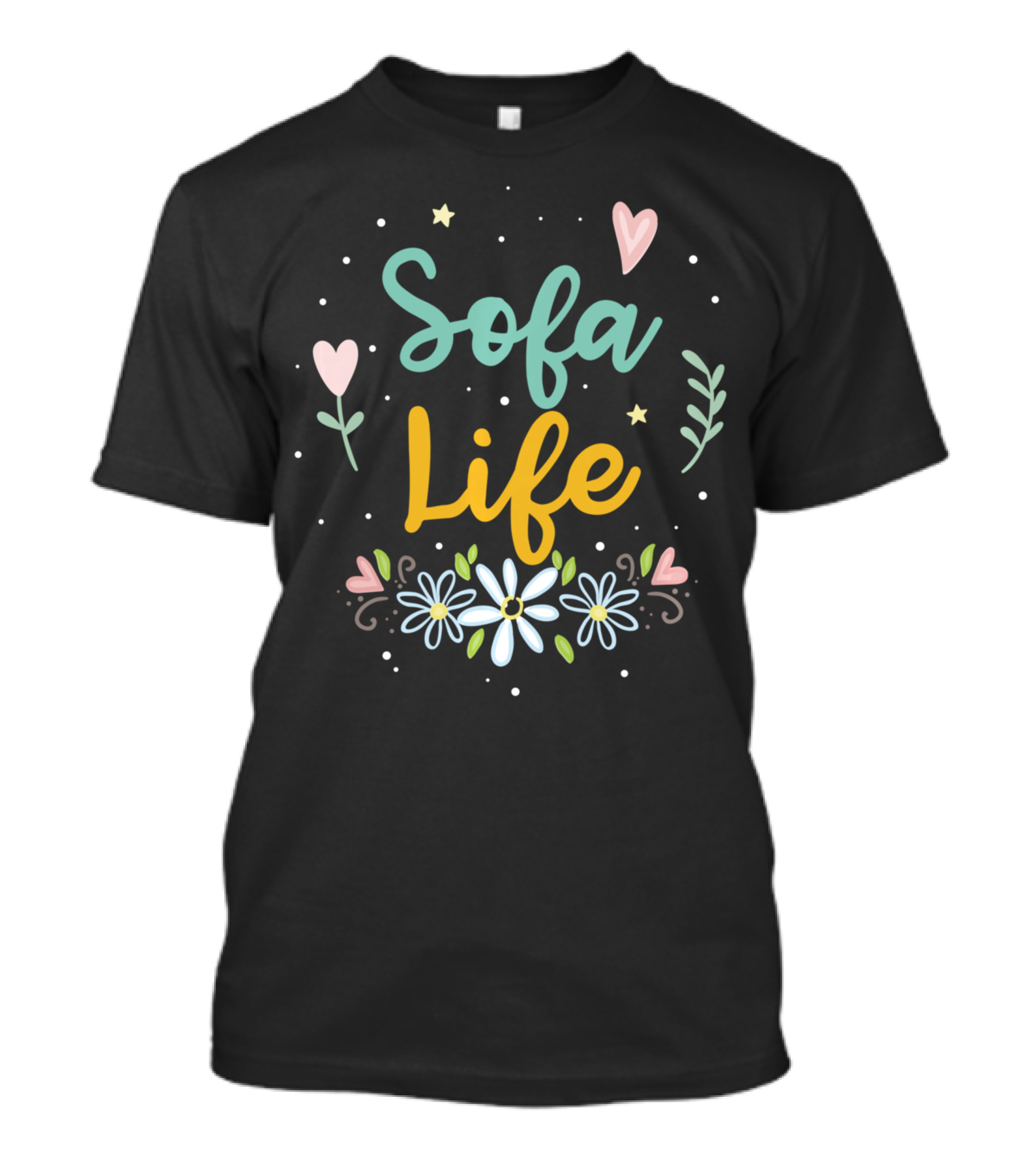Sofa Life Hearts Flowers And Stars T-Shirt