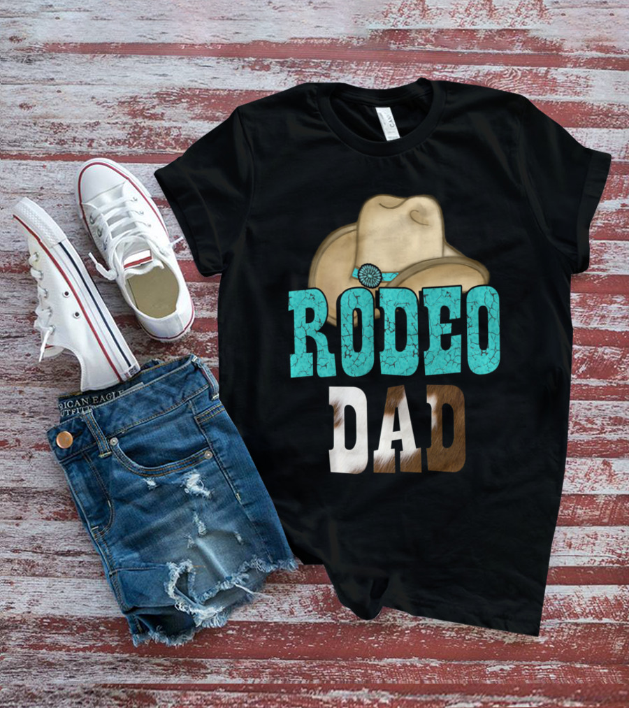 Turquoise Rodeo Dad Cowboy Hat Decor T-Shirt