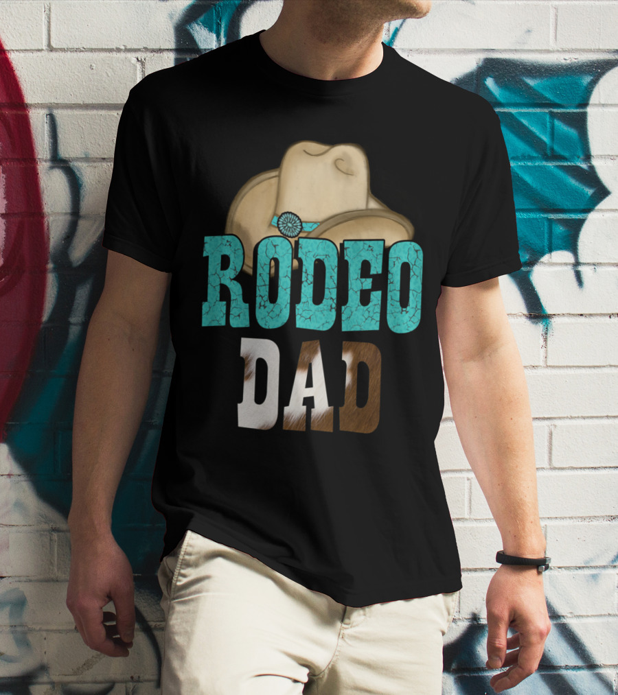 Turquoise Rodeo Dad Cowboy Hat Decor T-Shirt