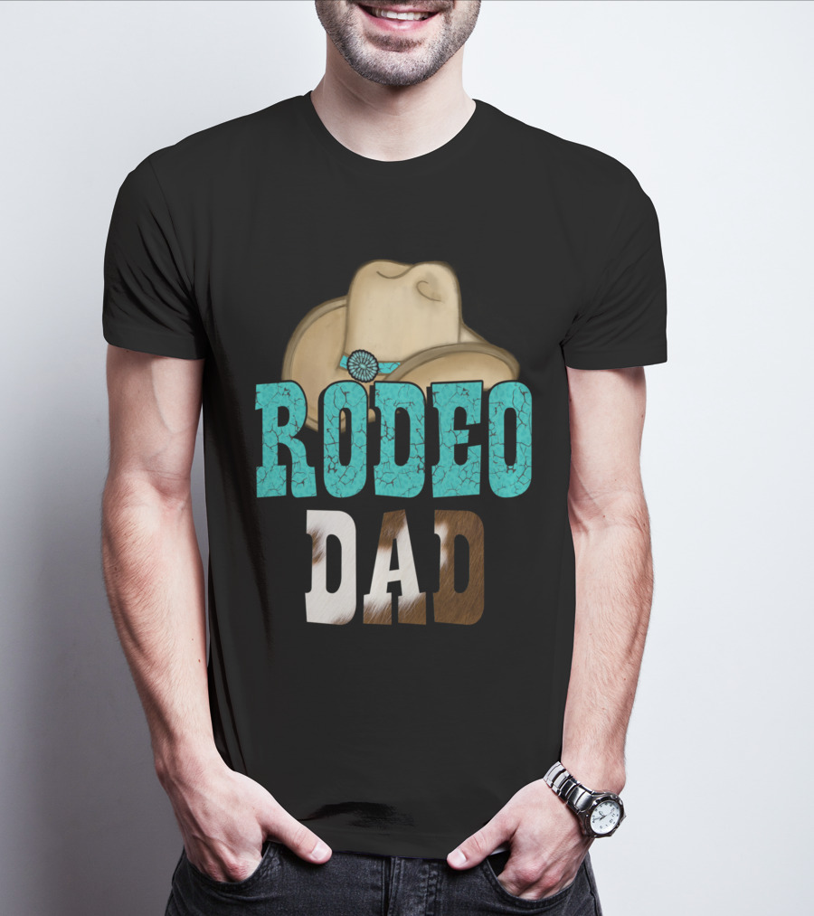 Turquoise Rodeo Dad Cowboy Hat Decor T-Shirt