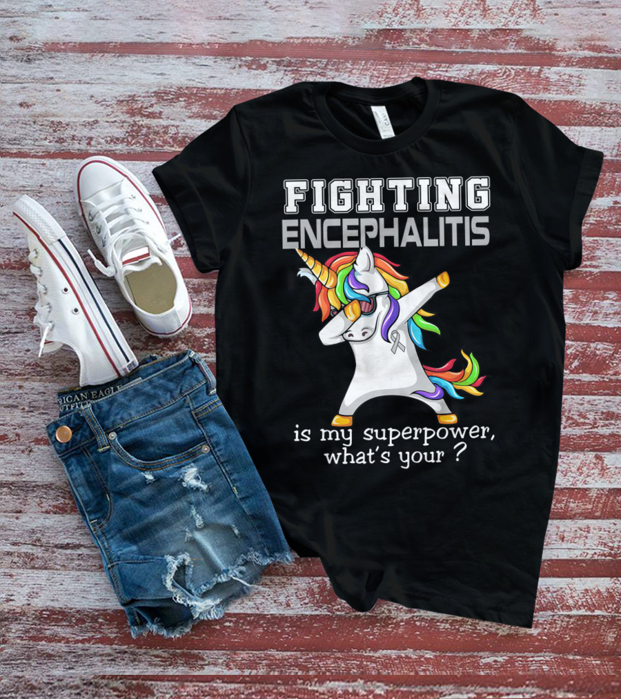 Fighting Encephalitis Unicorn Superpower Awareness T-Shirt
