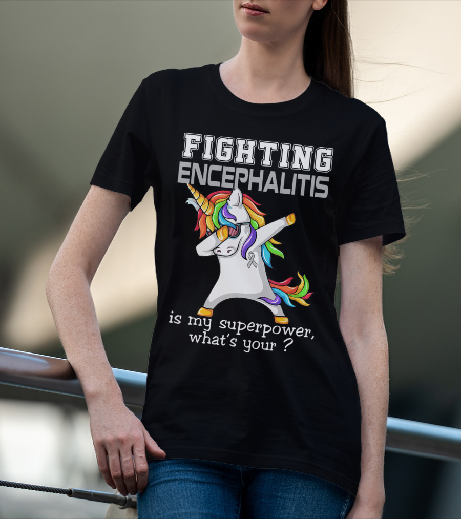 Fighting Encephalitis Unicorn Superpower Awareness T-Shirt