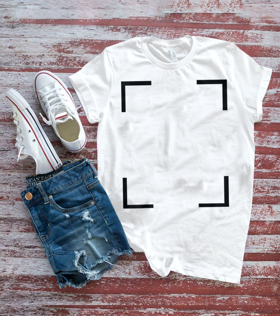 Art Frame Empty Corners Minimalist Black Square T-Shirt