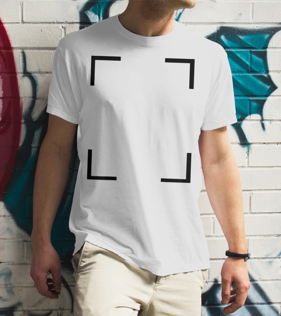 Art Frame Empty Corners Minimalist Black Square T-Shirt