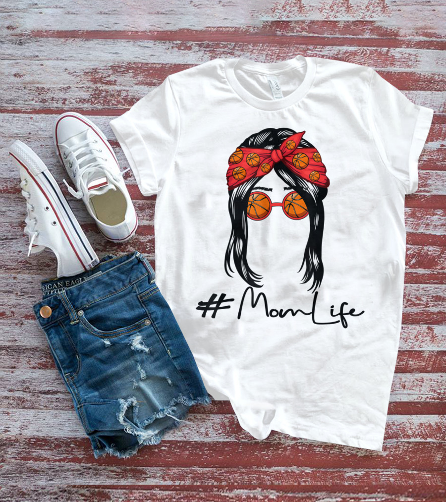 MomLife Basketball Mom Messy Bun T-Shirt