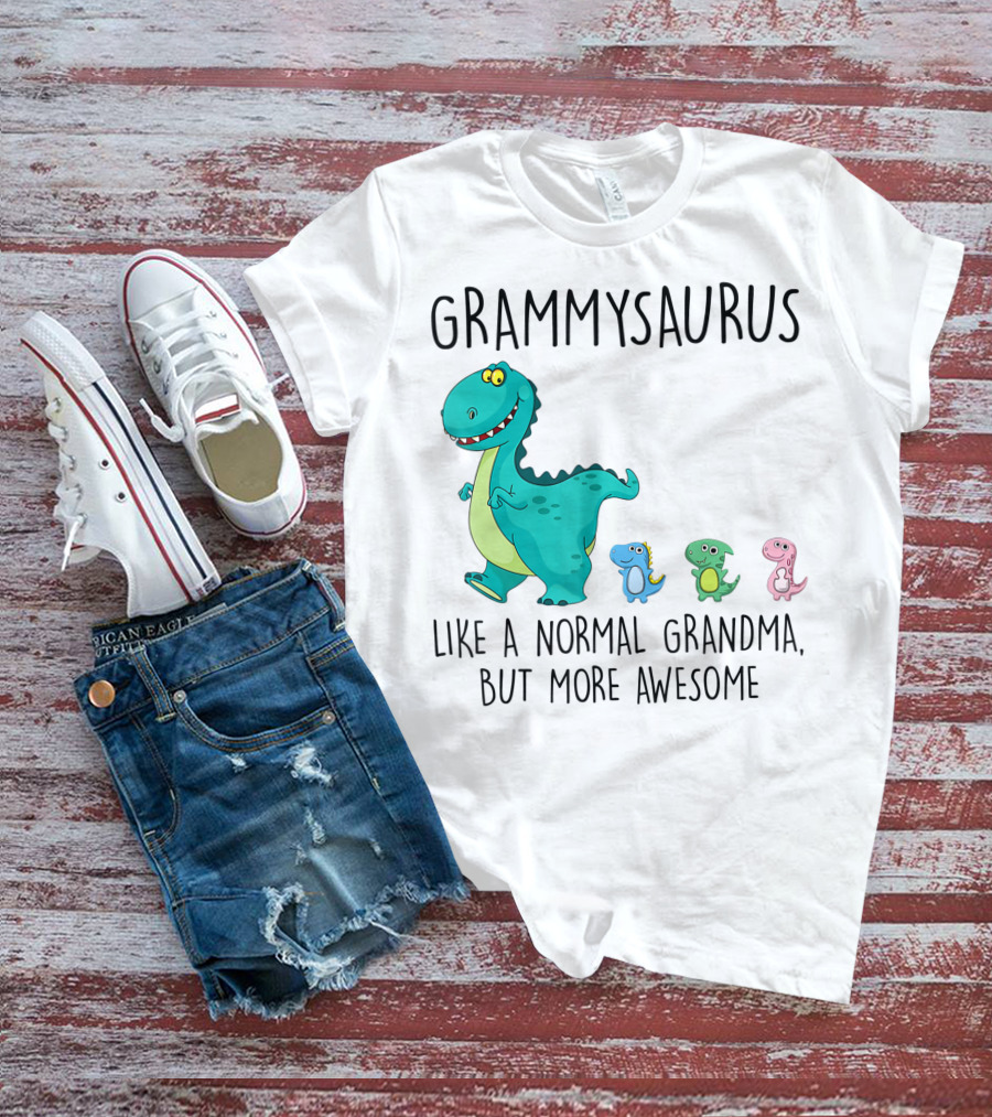 Grammysaurus Like A Normal Grandma But More Awesome Colorful Dinosaur Family T-Shirt