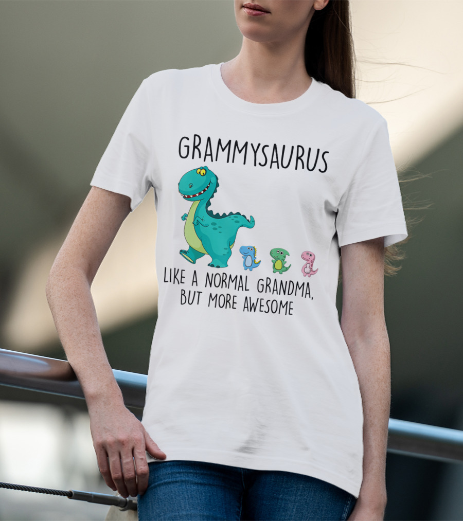 Grammysaurus Like A Normal Grandma But More Awesome Colorful Dinosaur Family T-Shirt