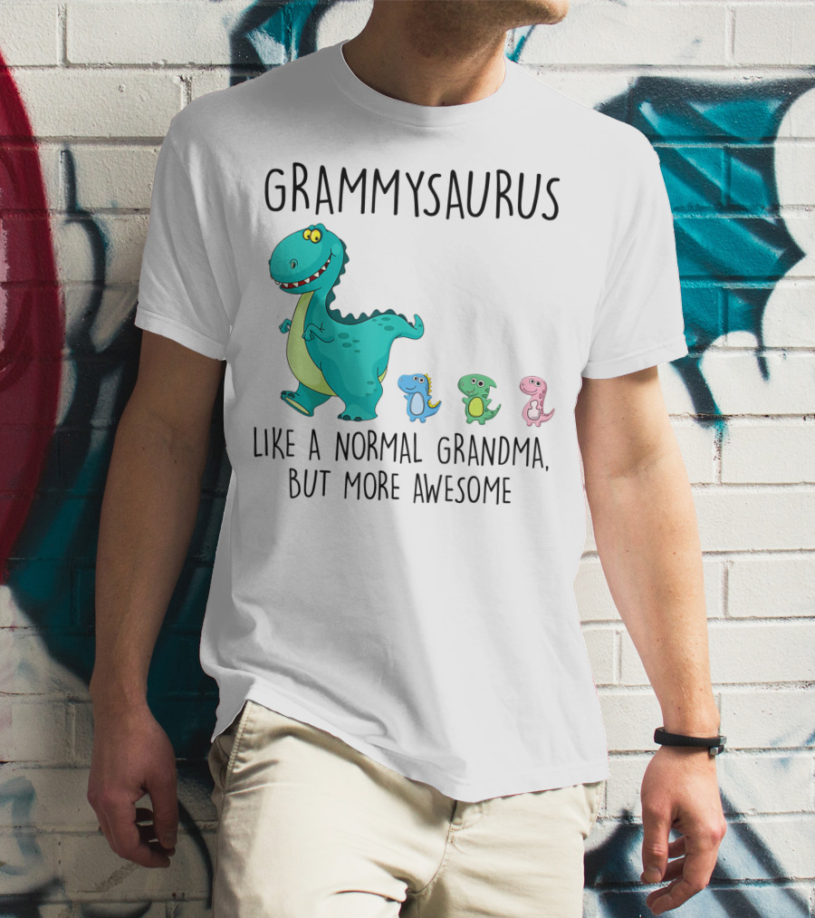Grammysaurus Like A Normal Grandma But More Awesome Colorful Dinosaur Family T-Shirt