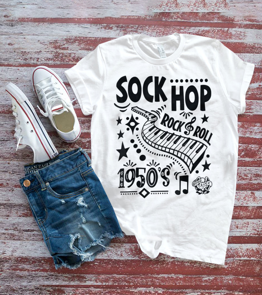Sock Hop Rock Roll 1950s Piano Music Party T-Shirt