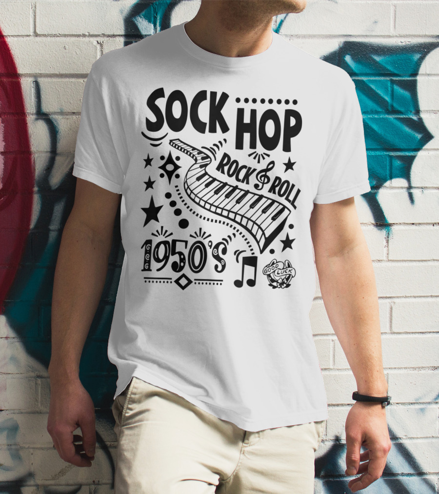 Sock Hop Rock Roll 1950s Piano Music Party T-Shirt