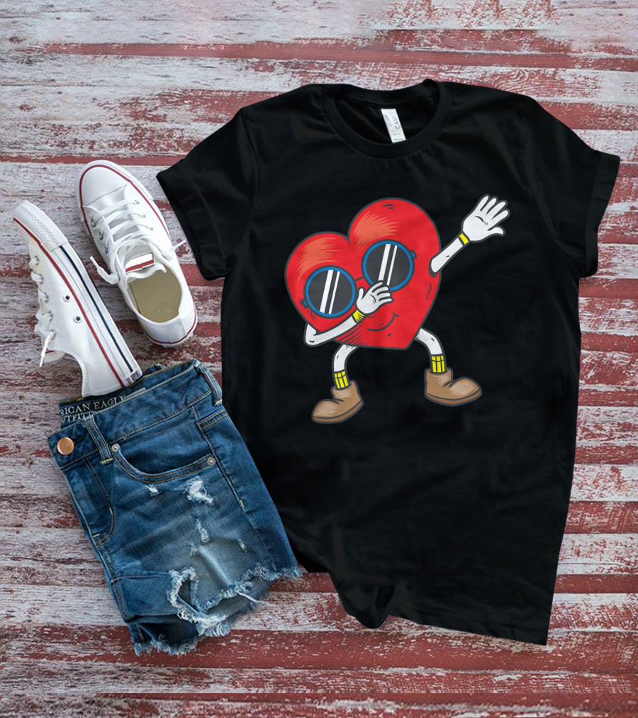 Dabbing Heart With Sunglasses Funny Gifts T-Shirt