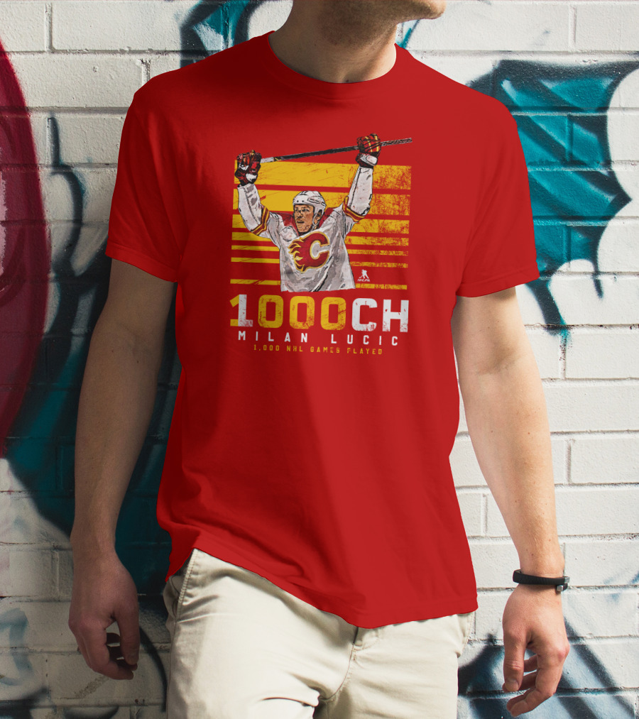 Milan Lucic 1000 NHL Games Played Calgary Flames T-Shirt