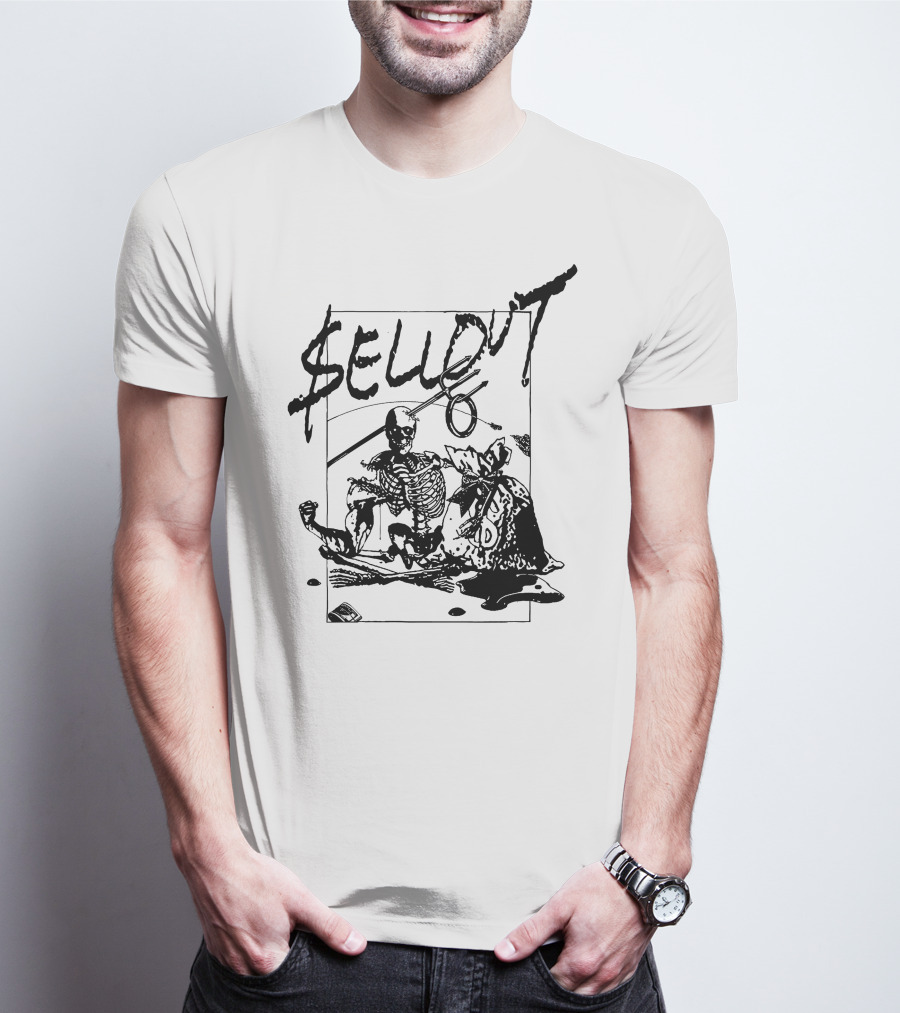 Sellout Skeleton With Money Bag And Dice T-Shirt