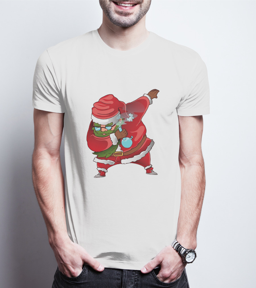 Cool Santa Style Merry Dab Christmas Smoking Fun T-Shirt