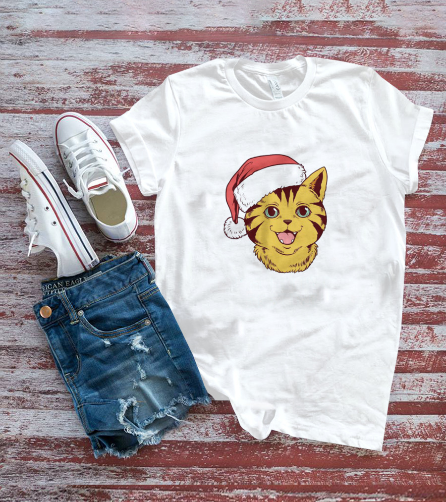 I'm Feline Festive Cat With Santa Hat T-Shirt