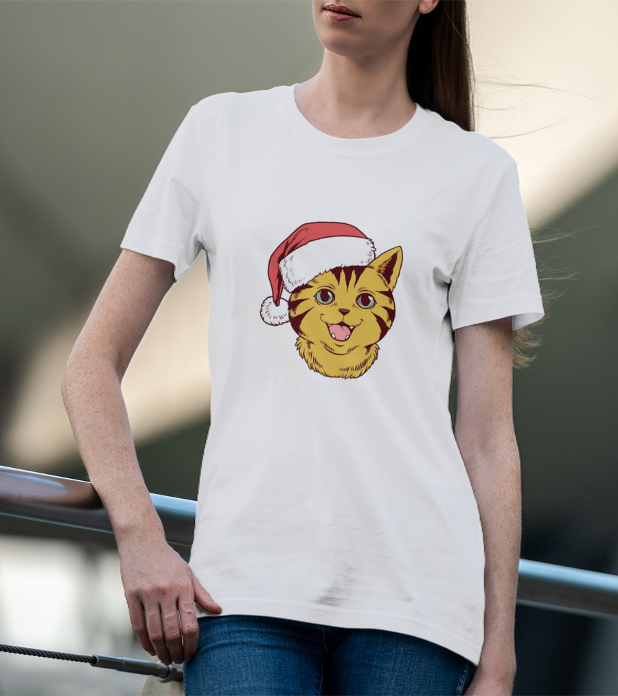 I'm Feline Festive Cat With Santa Hat T-Shirt