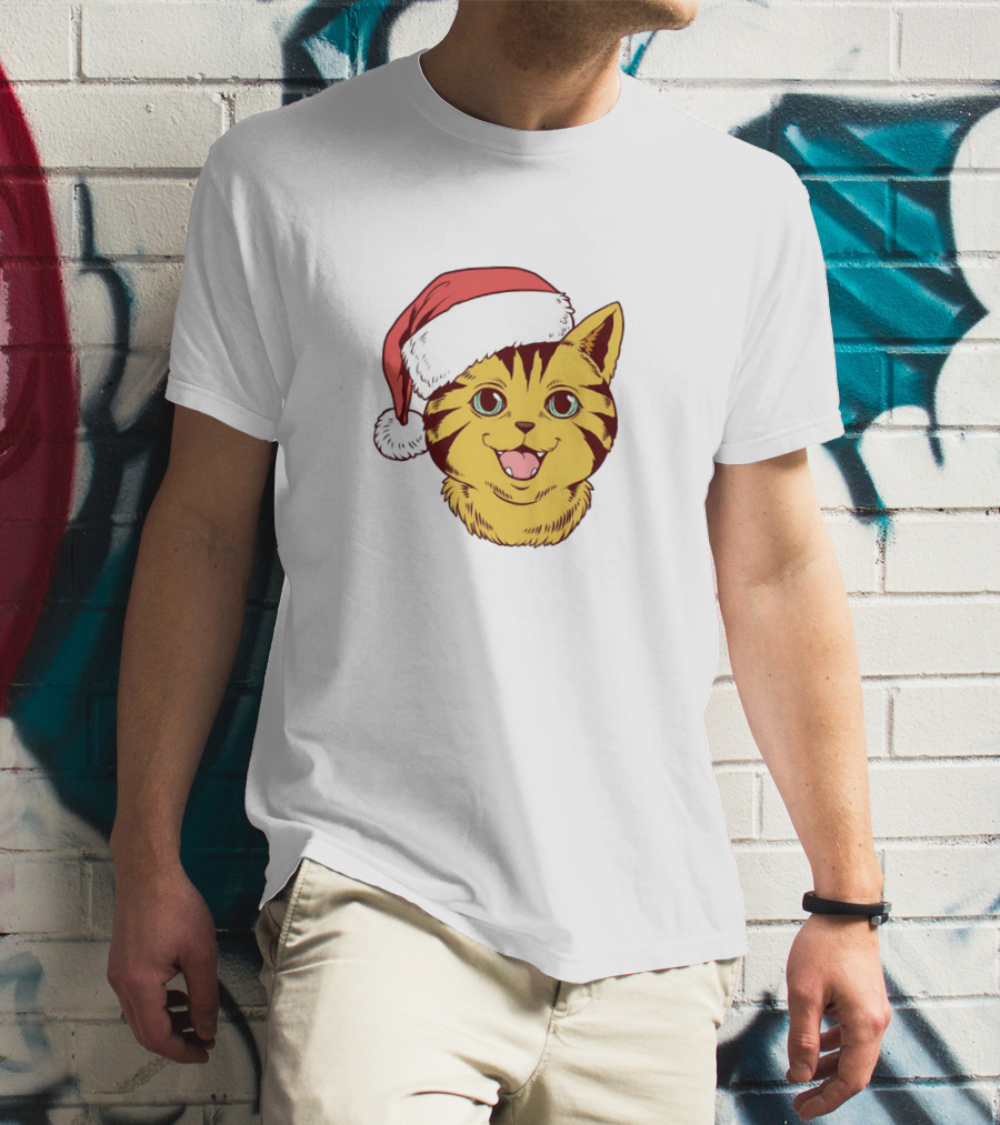 I'm Feline Festive Cat With Santa Hat T-Shirt