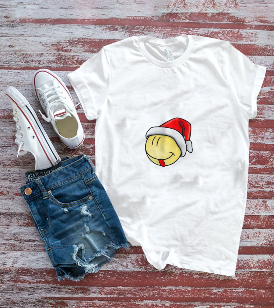 Christmas Smile Santa Hat Emoji T-Shirt
