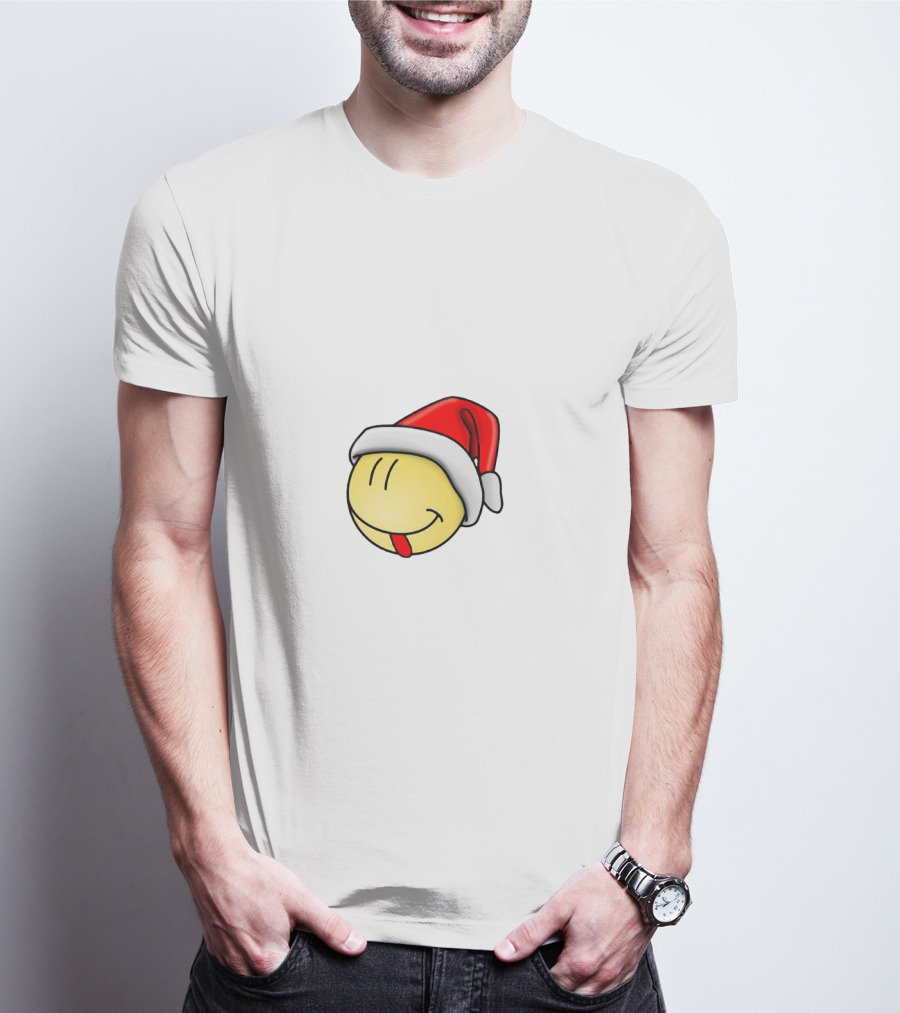 Christmas Smile Santa Hat Emoji T-Shirt