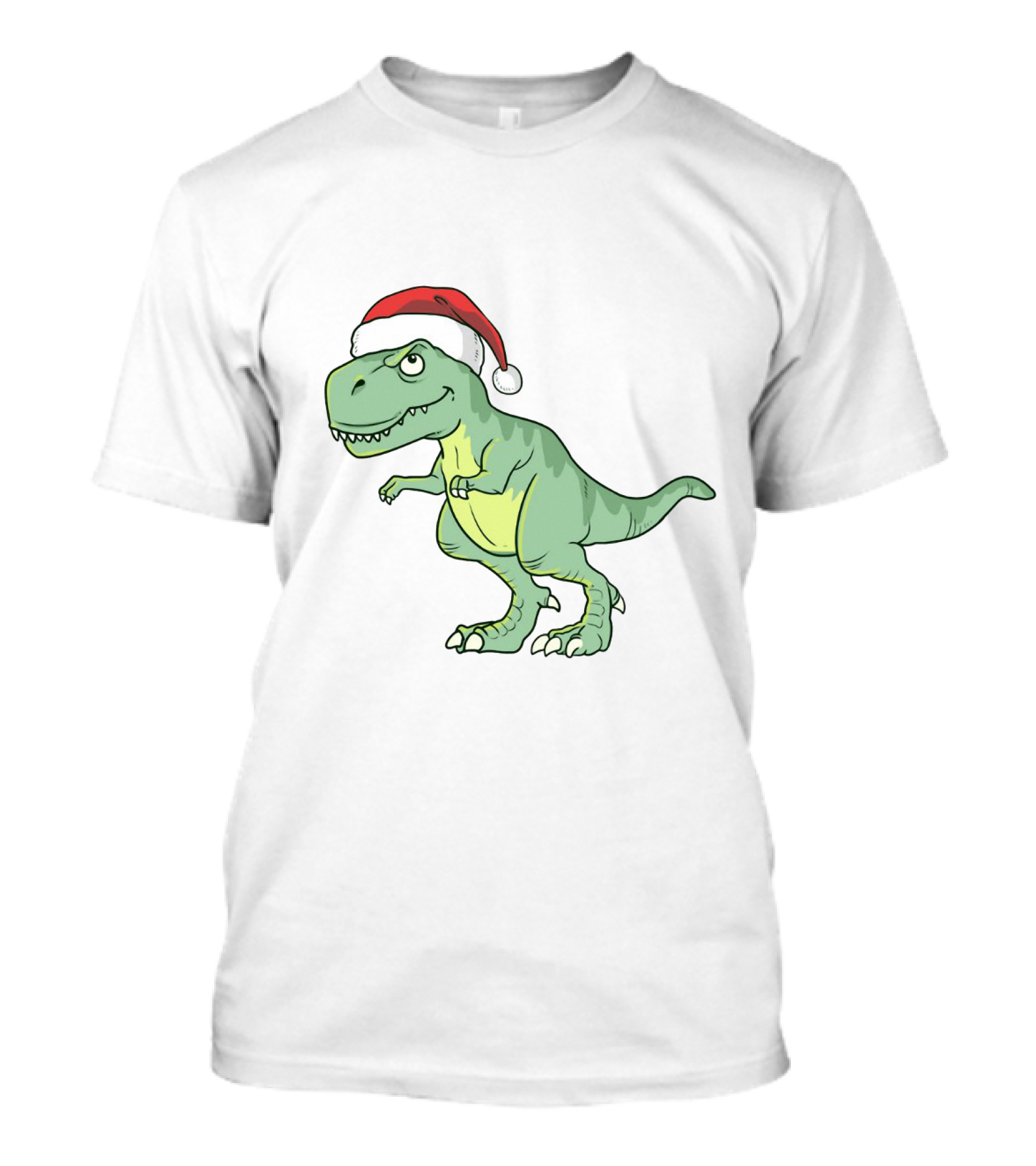 Christmas Dinosaur Wearing Santa Hat T-Shirt