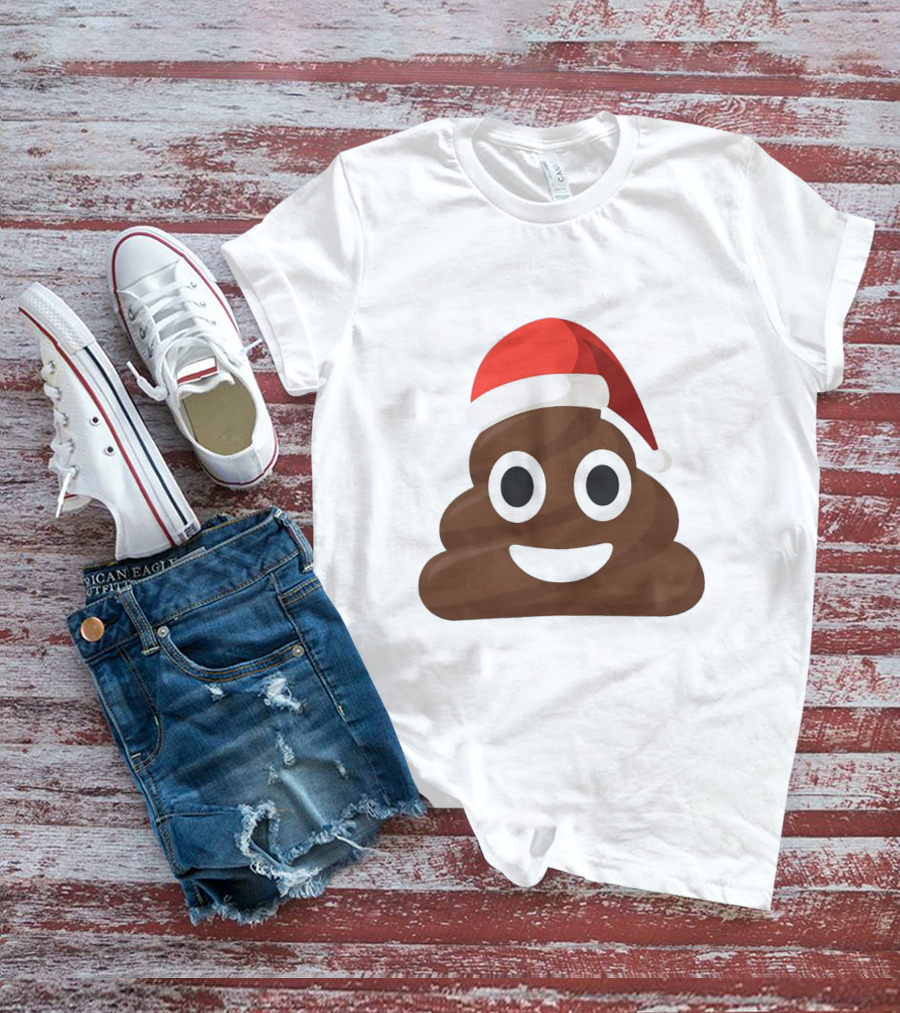 Funny Santa Poopy Emoji Holiday Humor T-Shirt