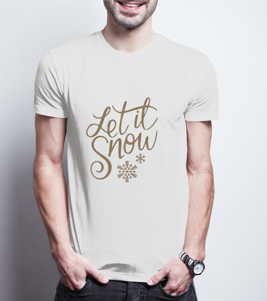 Let It Snow Whimsical Script With Snowflake Accents T-Shirt