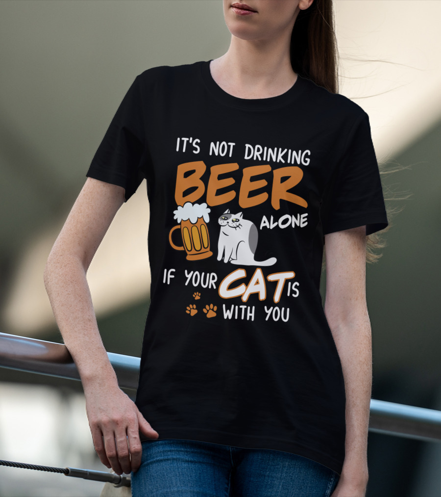 Drinking Beer With Your Cat Mug And Paw Prints T-Shirt