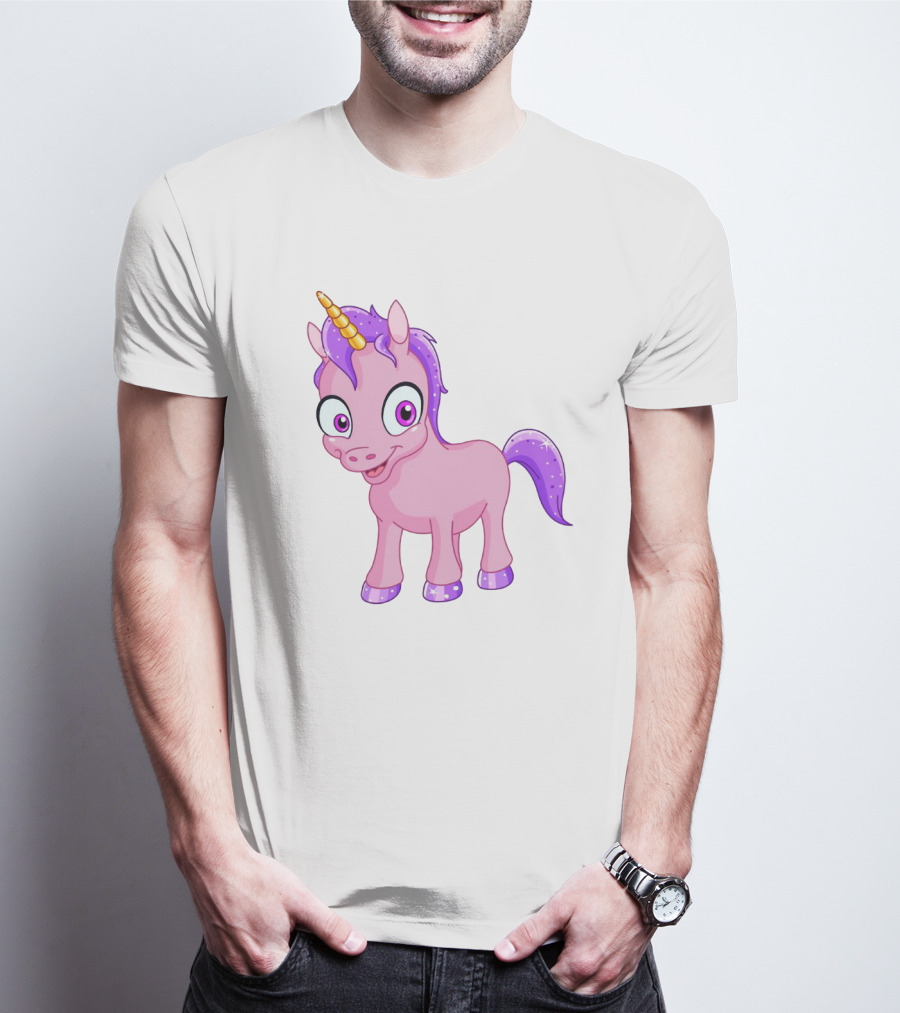 Pink Pony Unicorn With Purple Mane And Sparkling Horn T-Shirt