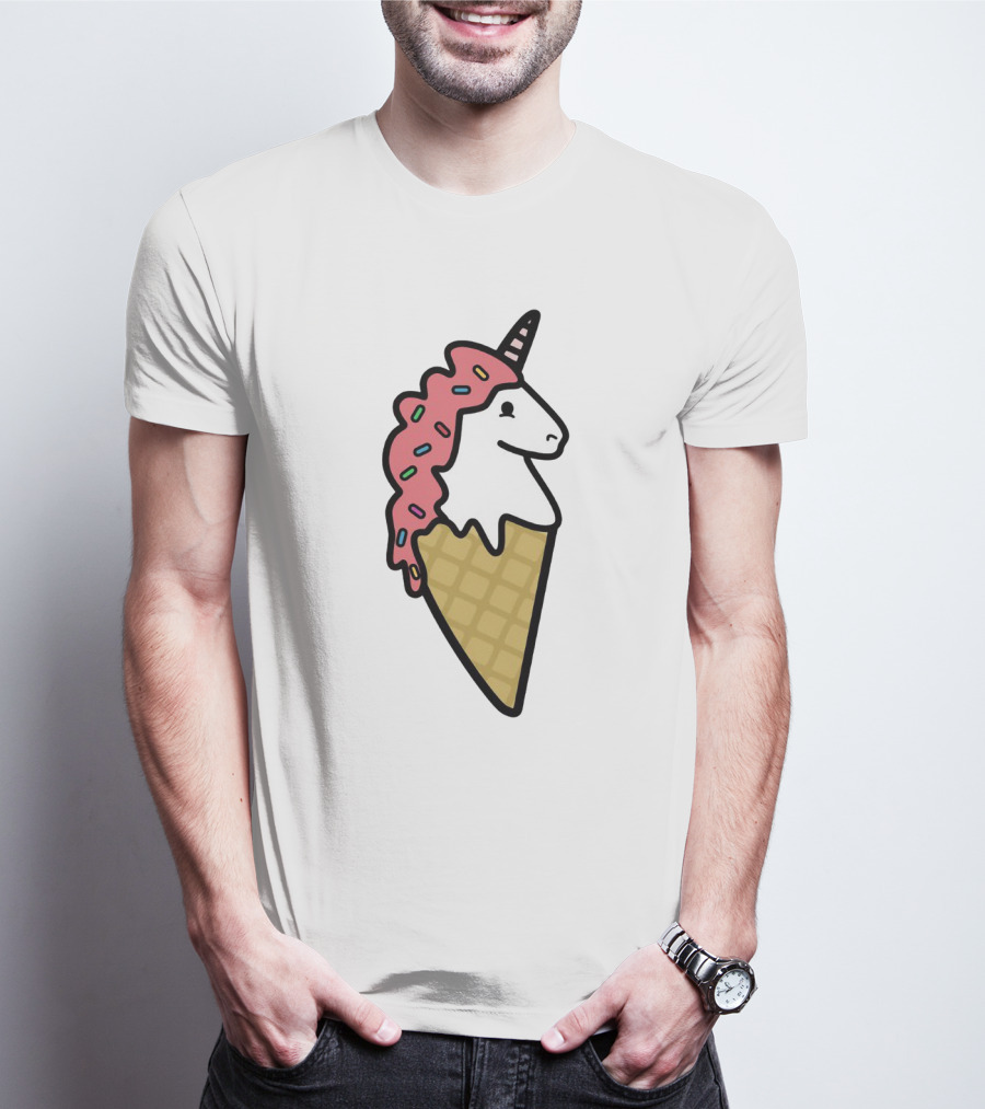 Kawaii Strawberry Unicorn Cone With Sprinkles In Pastel T-Shirt