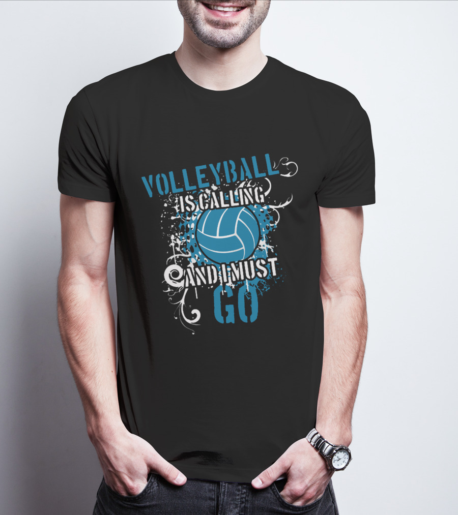 Volleyball Is Calling And I Must Go Blue Splatter T-Shirt