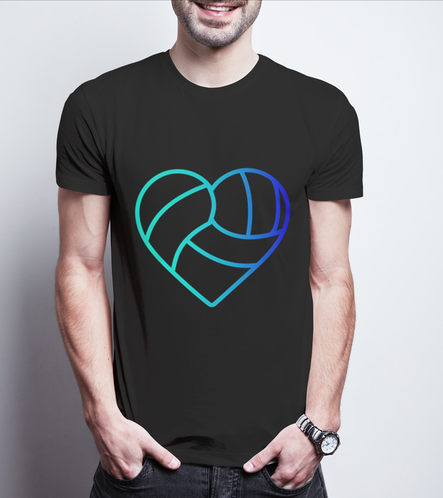 Heart Shaped Volleyball Love Gradient T-Shirt