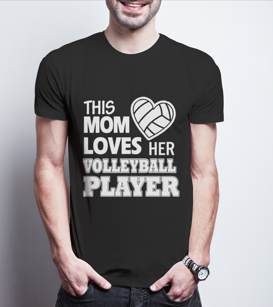 This Mom Loves Her Volleyball Player Heart T-Shirt