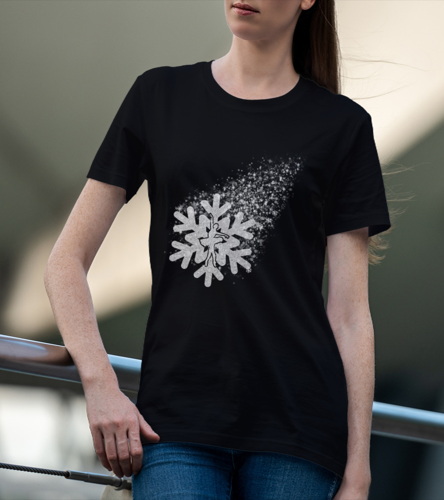 Ballet Dance Silhouette Inside Glittering Snowflake Burst T-Shirt